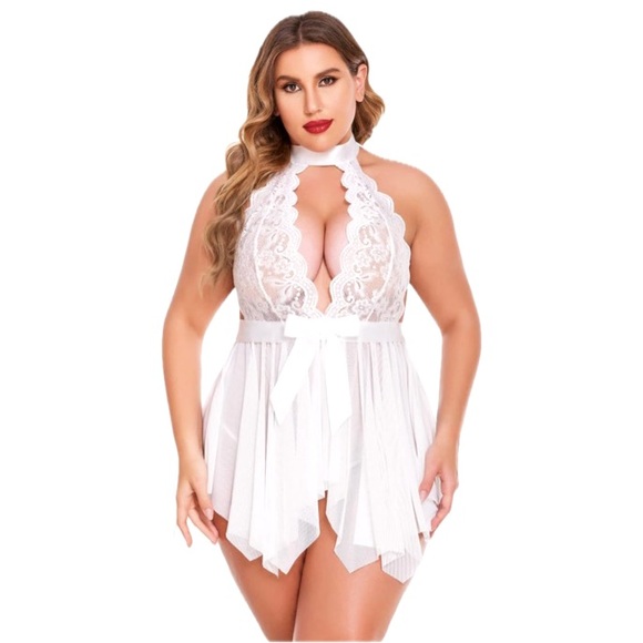 AVIDLOVE Plus Size Babydoll High Waist Teddy Chemise Floral Lace Lingerie Sz 18W - Picture 2 of 11